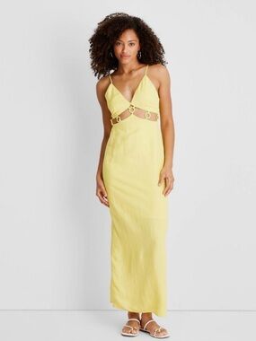 Future Collective Sleeveless Ring Detail Maxi Dress in Yellow Women’s Size 6